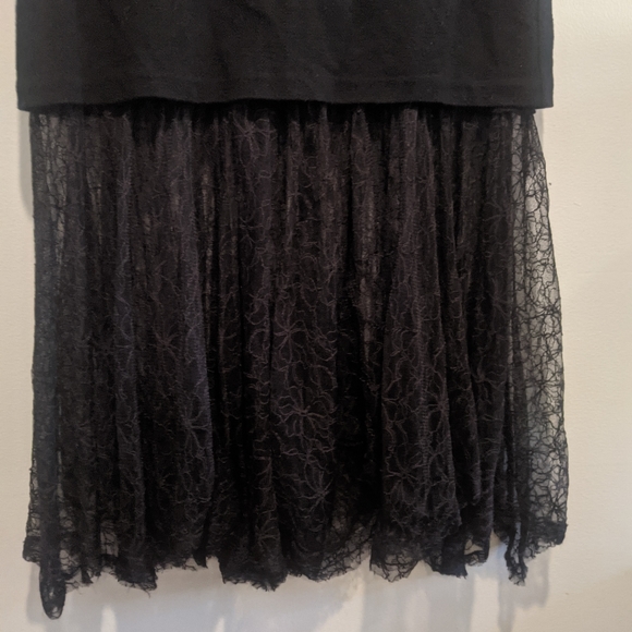 Free People Mixed Media Midi Skirt With Peekaboo Lace - Picture 3 of 4